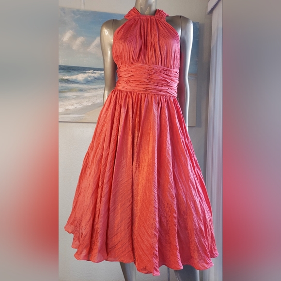 *$4,400 OSCAR DE LA RENTA SILK LINED RED RUNWAY DRESS US 10 - Picture 5 of 11